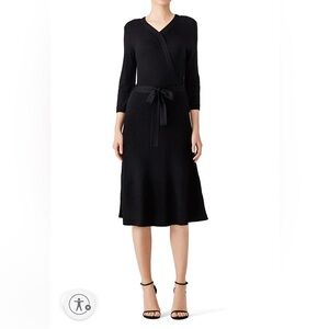 KATE SPADE NEW YORK Black Rib Knit Wrap Dress size M